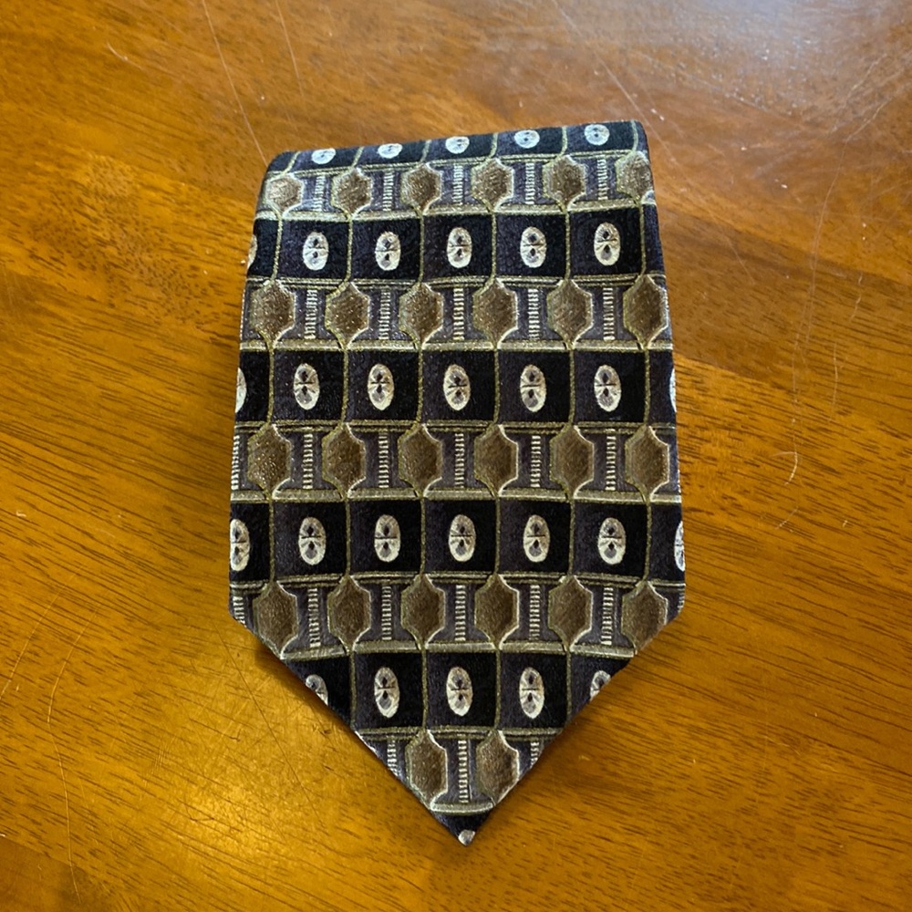 Pierre Cardin All Silk 100% Tie Brown Patterned